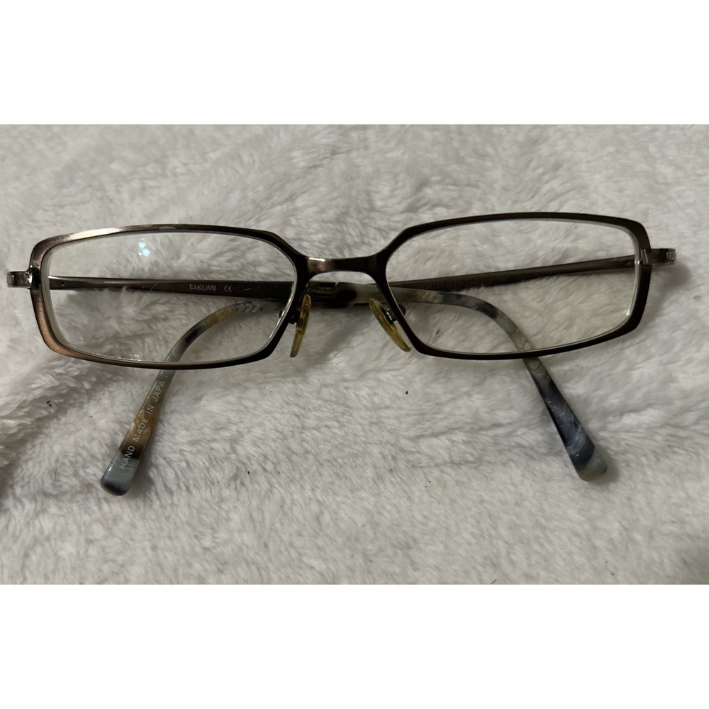 Takumi TO-9832 Eyeglasses Frames 51-16-140 Titanium Rectangle Brown Metal